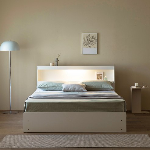 파로마 르마르 LED 수납 침대 + 매트리스 방문설치 화이트, 슈퍼싱글