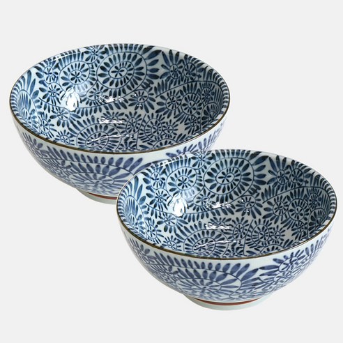 일본 면기 18.5cm 2p 세트, 풀꽃, 1세트