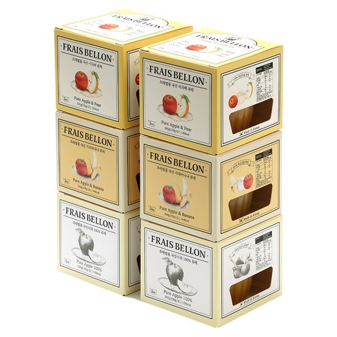 프레벨롱 국산 과일퓨레 6팩 세트, 1세트, 사과, 사과바나나, 사과배