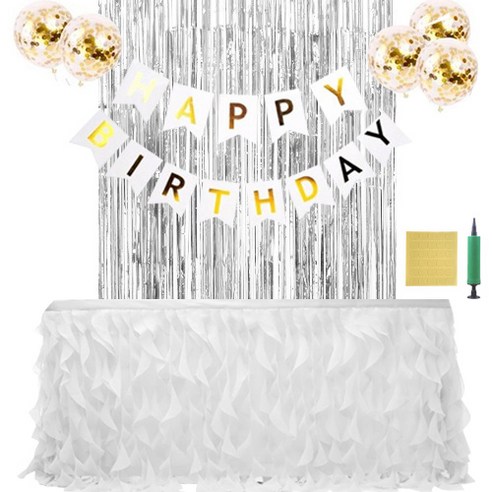 이모쿠비 생일파티 용품 세트 S, 웨이브화이트, 1세트