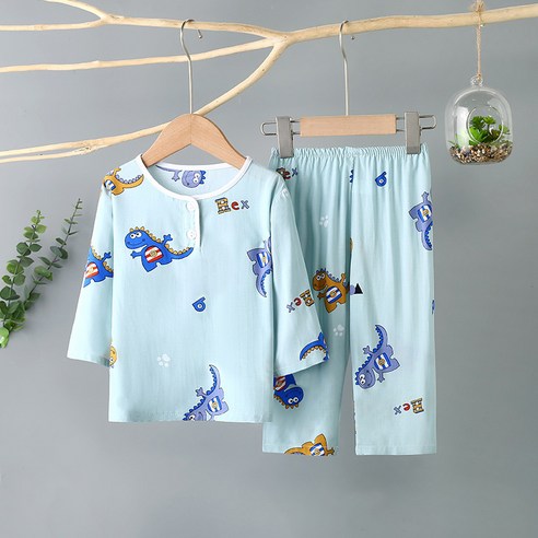 아동용 면 여름 홈웨어 상하의 잠옷 2세트