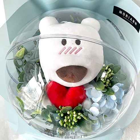 마음을 담아 전하는 특별한 선물, 모리앤 조화 캐릭터 레터링 풍선 인형 꽃다발