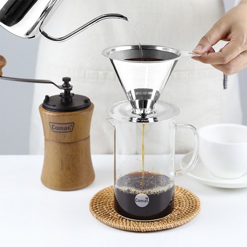 커피 감상가를 위한 우아하고 실용적인 코맥 캠핑 스텐 핸드드립 600ml 세트