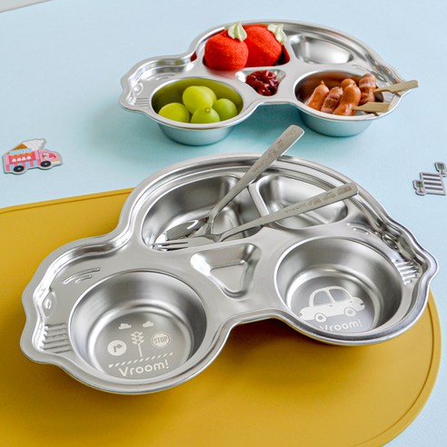 즐거운 식사 시간을 위한 선택, 키친유 부릉부릉 자동차 스텐 5구 식판