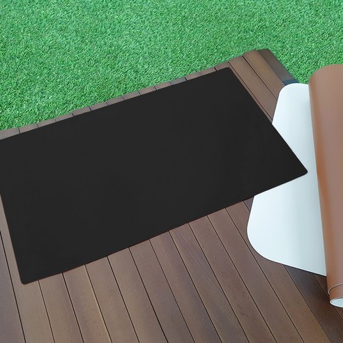 7A 방수 캠핑 모서리라운딩 가죽 테이블 매트 70cm x 110cm x 2mm, 블랙 + 그린, 1단