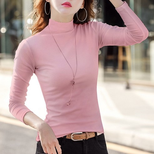 언헤브 여성용 심플 긴팔 슬림 티셔츠