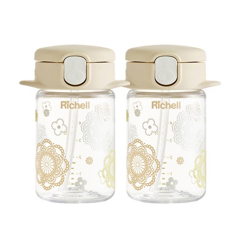 릿첼 AQ 슬림 빨대컵 R 160ml, 베이지, 2개