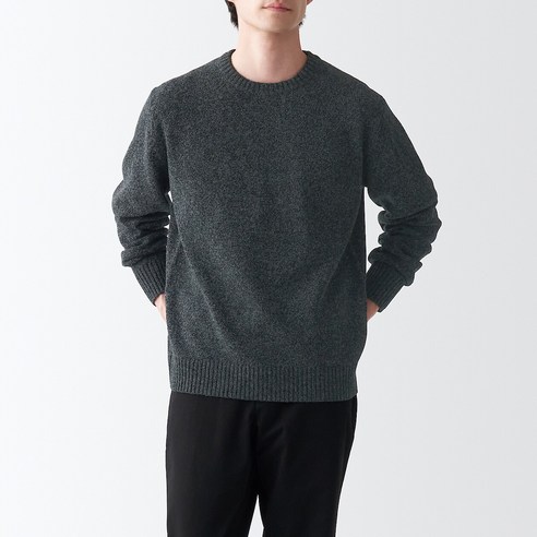 무인양품 남성용 메리노 울 미들 게이지 크루넥스웨터 AAD05ZZZ