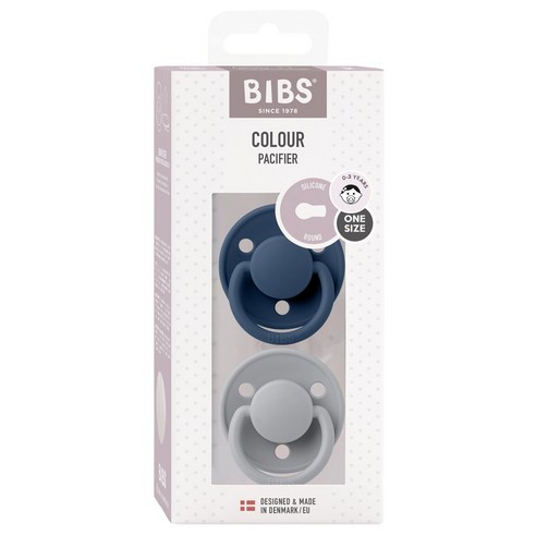 BIBS 유아동 DE LUX 실리콘 쪽쪽이 2종 기프트세트, 0~3년, 클라우드, 스틸블루, 1세트