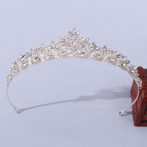에스텔라 셀프웨딩 신부 머리 장식 다이아몬드 티아라 ego467, 실버, 1개