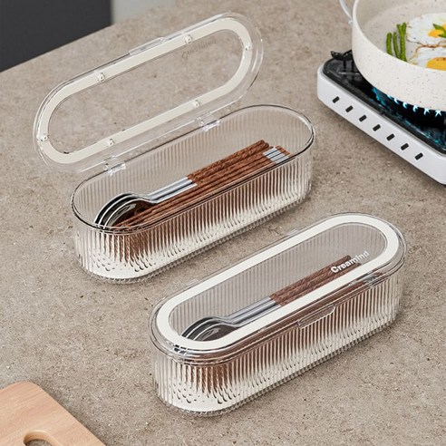 투명한 아름다움으로 주방을 밝히는 모나코올리브 클리어 테이블 수저함