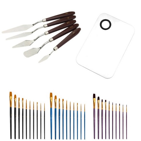 다루미 사각 팔레트 + 유화 나이프 5p+ 붓 30p 세트, 1세트