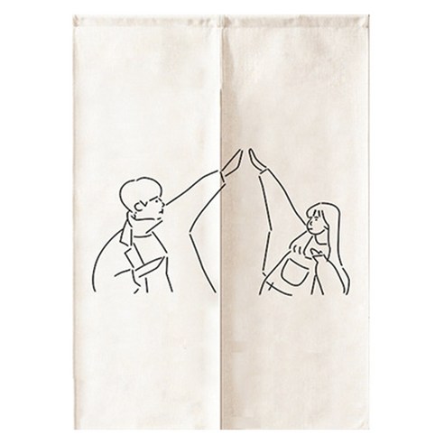 사랑스러운 커플 그림 패브릭 가리개커튼, 05