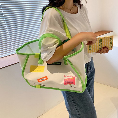 블루선 패치 디자인 패션 에코백