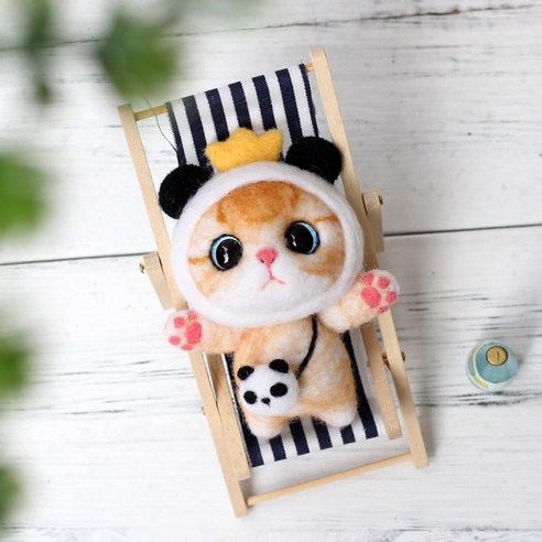 아트조이 DIY 양모펠트 키트, 1세트, 판다고양이
