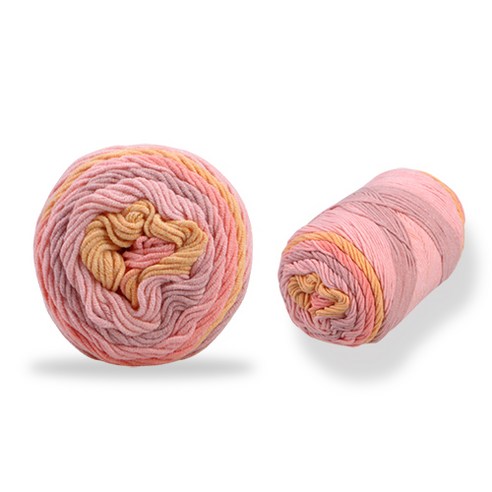 미소털실 레인보우 케이크 뜨개실 볼 100g x 2p, 20 연핑크믹스, 193m