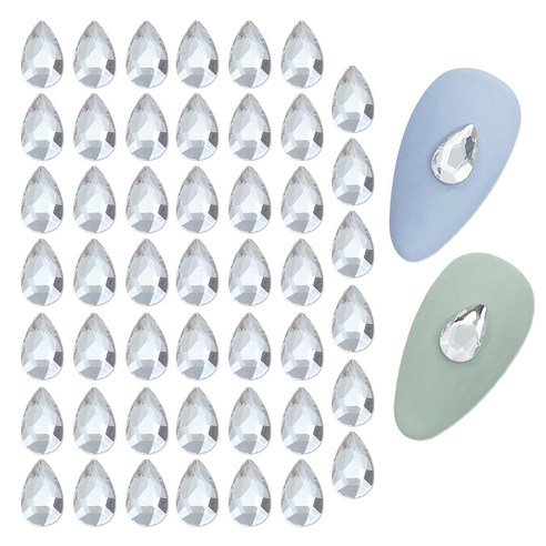 메이브라운 네일 물방울 스톤 4 x 8 mm, 크리스탈, 50개