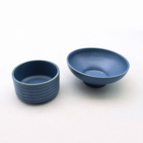 달소금 달콤 도자기 밥그릇 국그릇 공기대접 세트, 스틸블루, 공기 + 대접, 1개