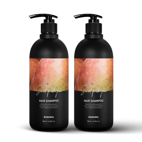 바나날 퍼퓸드 헤어 샴푸 스윗 프레쉬 페어향, 500ml, 2개