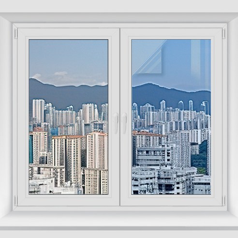 러블리팜 시트메이트 무점착 유리창 사생활보호 열차단 시트지, 블루