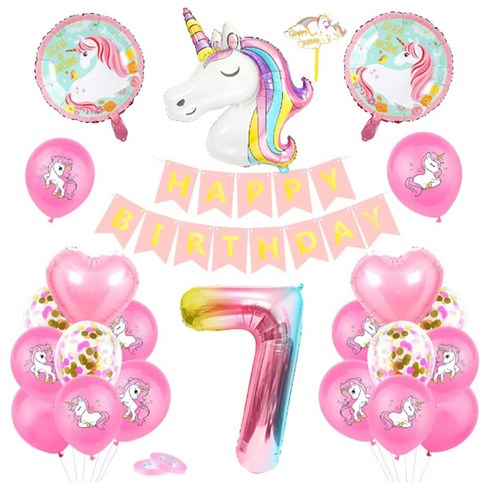마켓감성 무지개 유니콘 생일 파티 풍선 세트, 타입7, 1세트