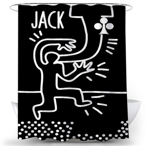 카드블랙 샤워커튼 잭 120 x 180 cm, 1개, 블랙계열