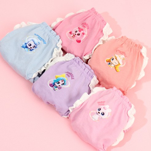 프리미에팜 여아용 캐치 티니핑 오가닉 프릴 삼각 팬티 5종 세트