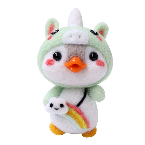 펫돌 양양이 니들펠트 인형 DIY 세트, 1세트, 유니콘 펭귄