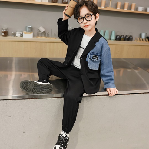 오렌지다몸 남아용 블랙패치 데님 배색 정장 세트 어린이정장 오렌지다몸 남아용 블랙패치 데님 배색 정장 세트 어린이정장