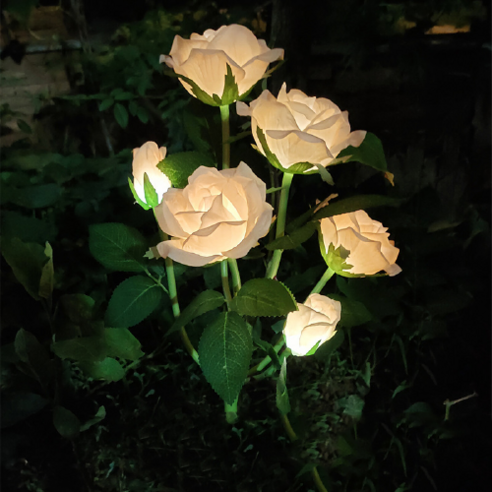 레나에너지 LED 태양광 식물 꽃 조화 정원등 조명 샴페인 장미