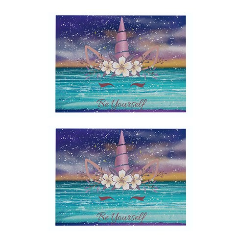 라벤더 유니콘 일러스트 플레이스 매트 2p, 16, 32 x 21 cm