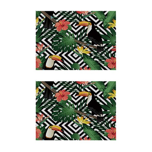 알로하와이 열대동식물 코튼 플레이스 매트 2p, 04, 32 x 21 cm