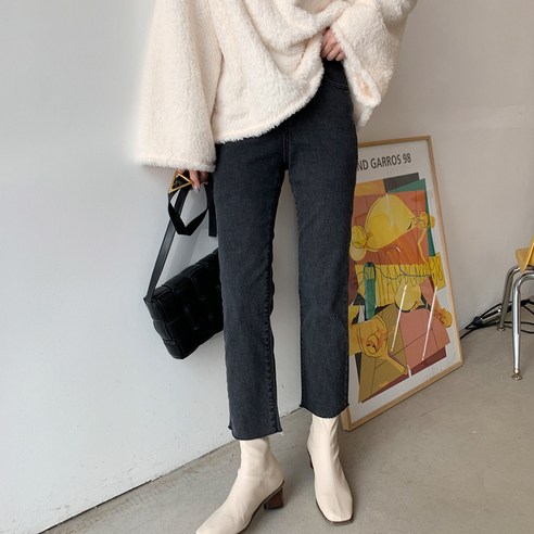 여성용 헤리즌 기모 부츠컷 컷팅 데님팬츠