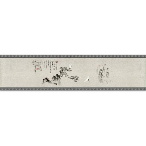 마켓A 오리엔탈스타일 잉크페인팅 테이블러너, TYPE3, 43  x 250 cm
