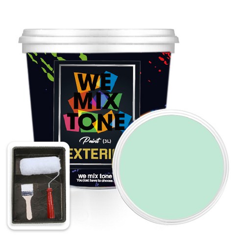 WEMIXTONE 외부용 EXTERIOR 페인트 3L + 붓 + 로울러 + 트레이 세트, WMT0435P01(페인트), 1개