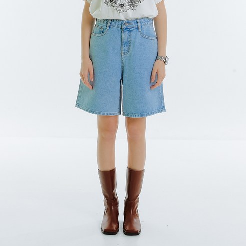 밀리언코르 여성용 커버밴드 버뮤다 5부 데님 팬츠 DANA 8160