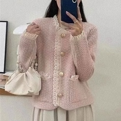 아이엠몽 여성용 진주 버튼 레이스 포인트 색감 가디건 레이스가디건 아이엠몽 여성용 진주 버튼 레이스 포인트 색감 가디건 레이스가디건