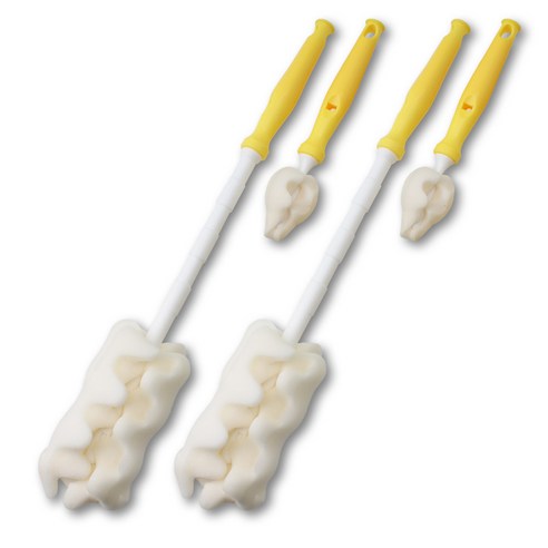 베이비베어 엠보 일자 젖병솔 + 젖꼭지솔 세트, 옐로우, 2세트