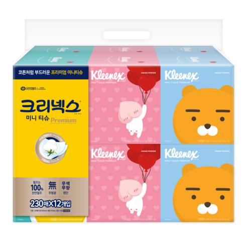 크리넥스 디럭스미니 카카오 미용티슈 2겹, 230매, 12개