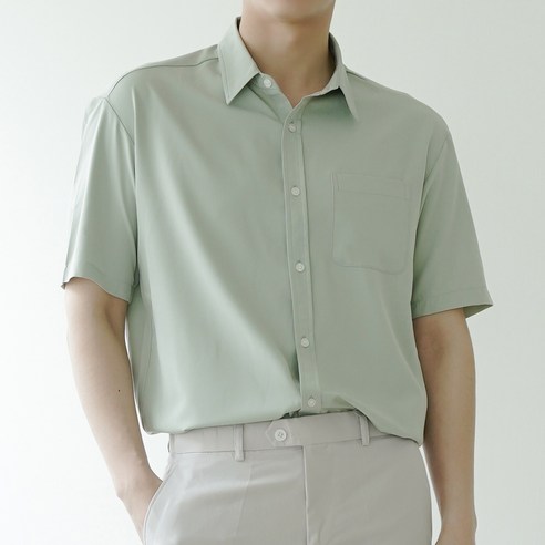 타운클로 남성용 여름용 스판 세미와이드핏 반팔 셔츠