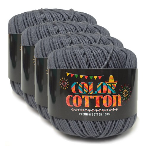 니뜨 컬러코튼 뜨개실 50g x 4p, 39 다크그레이