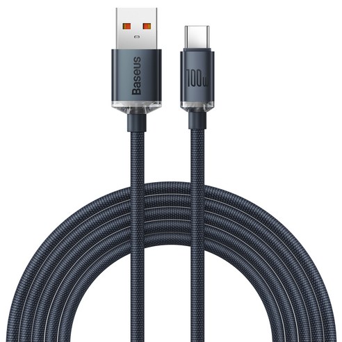 베이스어스 엠피맨 크리스탈 샤인 USB to C타입 고속충전케이블 100W, 2m, 블랙(CAJY000501)