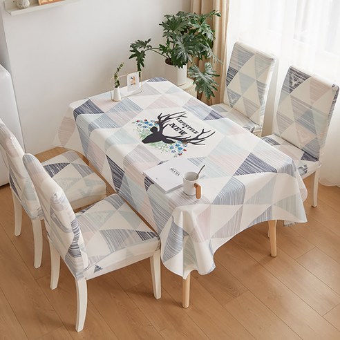 알럽홈 린넨 블렌딩 탁자 및 식탁보, 엘크플라워, 120 x 120 cm