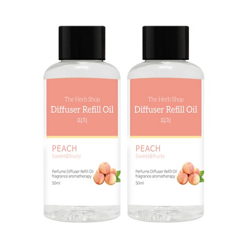 더허브샵 차량용 디퓨저 리필오일 50ml, 2개, 피치