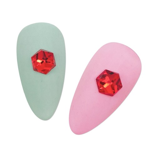 메이브라운 대용량 네일스톤 육각 6mm 50p, 레드, 1세트