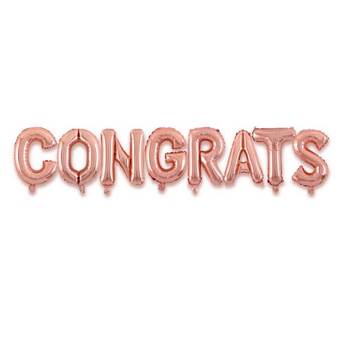 와우파티코리아 CONGRATS 파티 풍선 세트, 로즈골드, 1세트