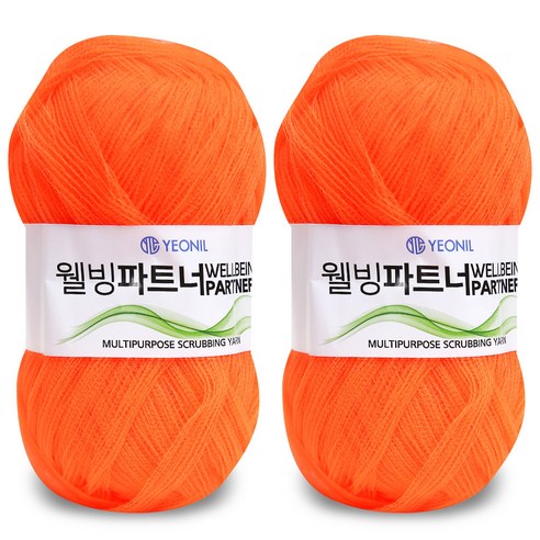 니뜨 웰빙파트너 수세미실 60g x 2p, 6 네온오렌지, 1세트