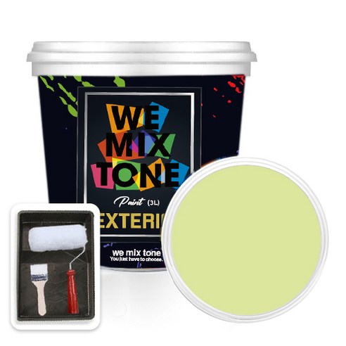 WEMIXTONE 외부용 EXTERIOR 페인트 3L + 붓 + 로울러 + 트레이 세트, WMT0465P01(페인트), 1개
