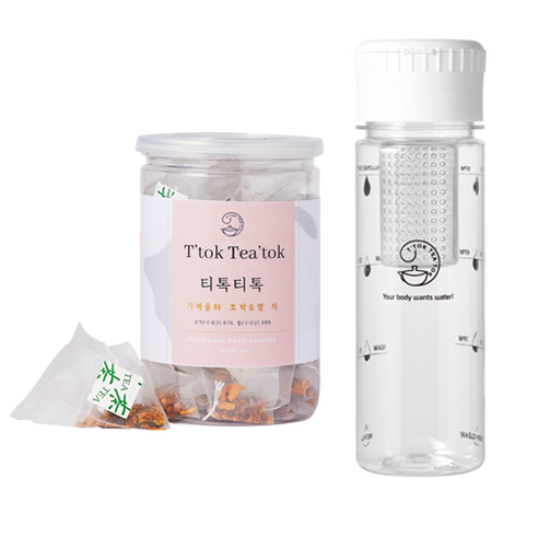 모닝풀 티톡티톡 쏙쏙티 호박팥차 + 챌린지 티백 보틀 500ml, 2g, 30개입, 1세트