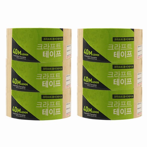 대박테이프 크라프트 종이 박스테이프 48mm x 40m, 베이지, 6개